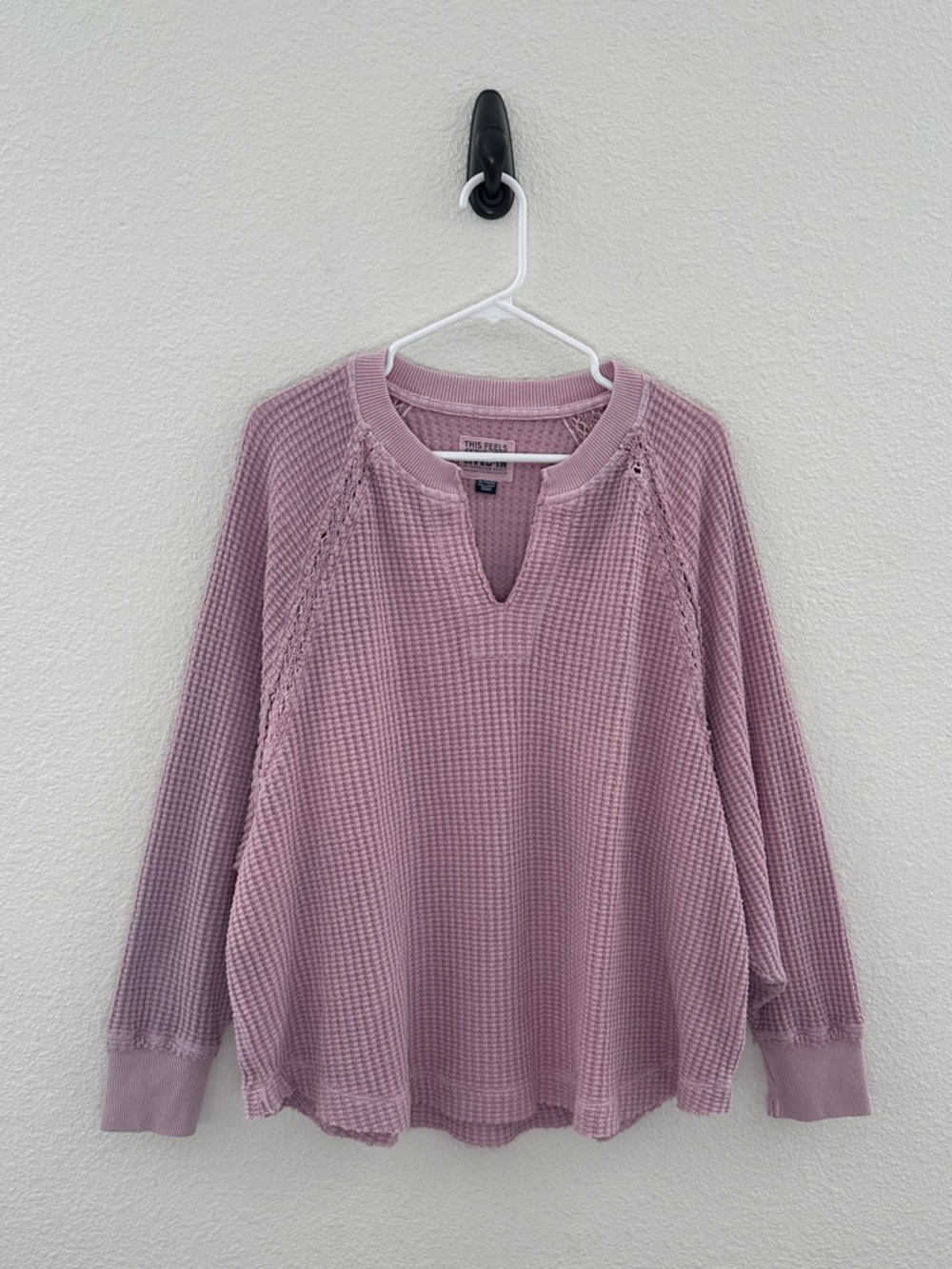 American Eagle Outfitters AE‎ Big Hug Notch Neck Waffle Sweatshirt purple wash